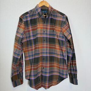 Men's Ralph Lauren Brown, Rust and Purple Plaid Long Sleeve Button Down‎ Size M